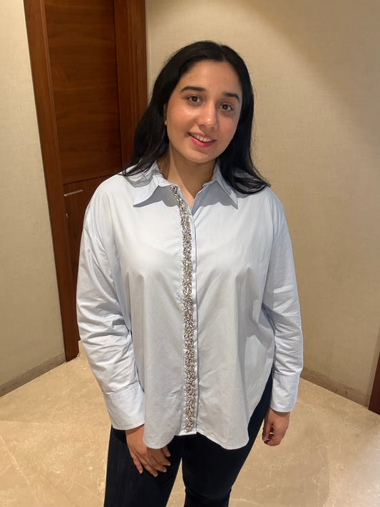 CELESTE CRYSTAL TRIM SHIRT