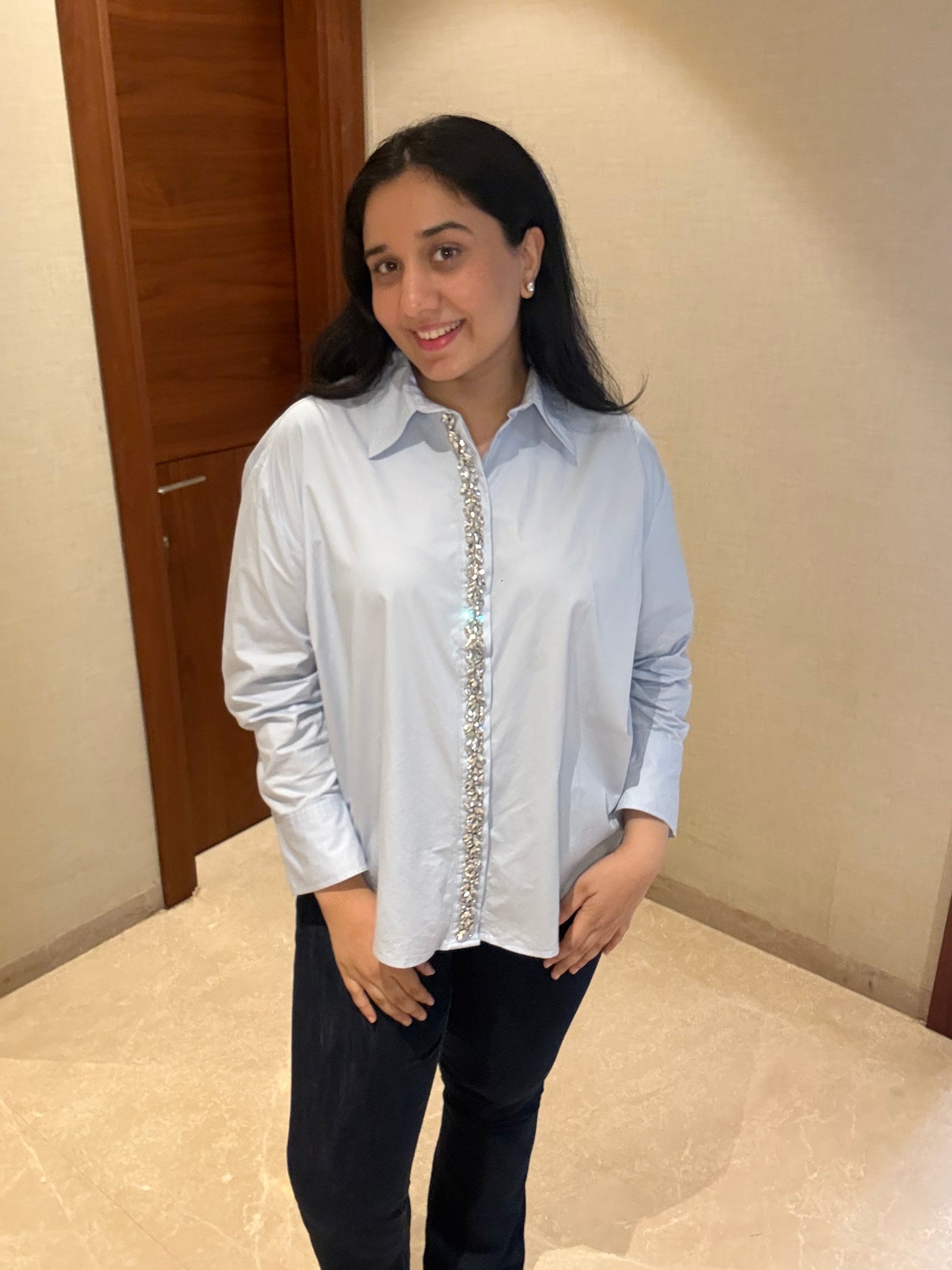 CELESTE CRYSTAL TRIM SHIRT