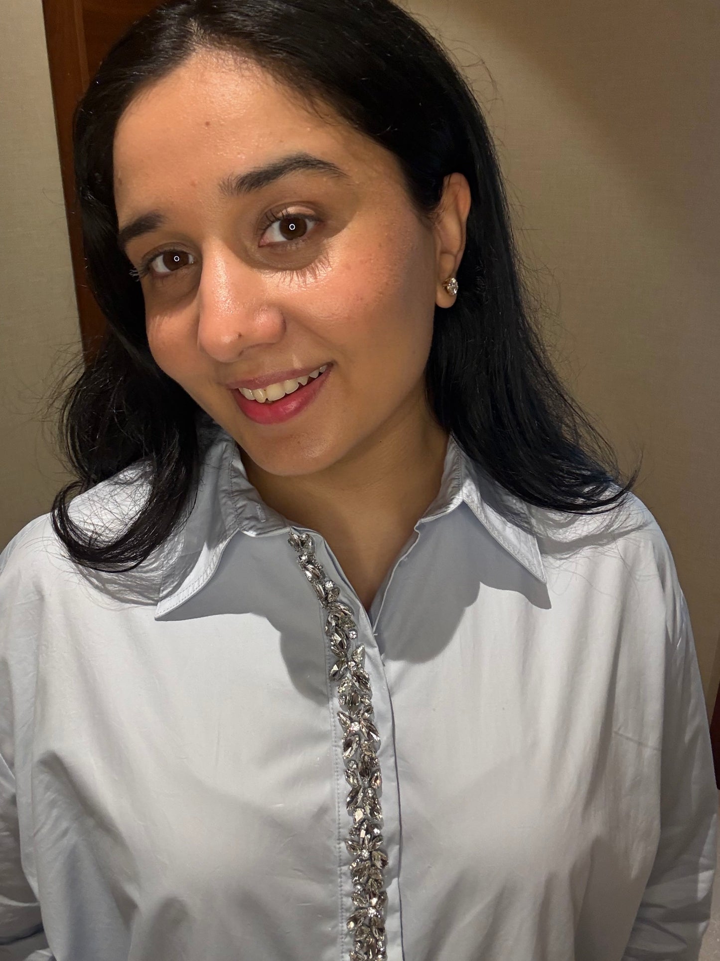 CELESTE CRYSTAL TRIM SHIRT