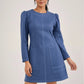 SUEDE SKATER DRESS - BLUE