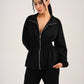 SUEDE CINCHED COORD SET - BLACK