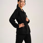 SUEDE CINCHED COORD SET - BLACK