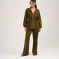 SUEDE CINCHED COORD SET - OLIVE
