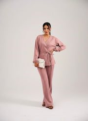 SUEDE OVERLAP COORD - SALMON PINK