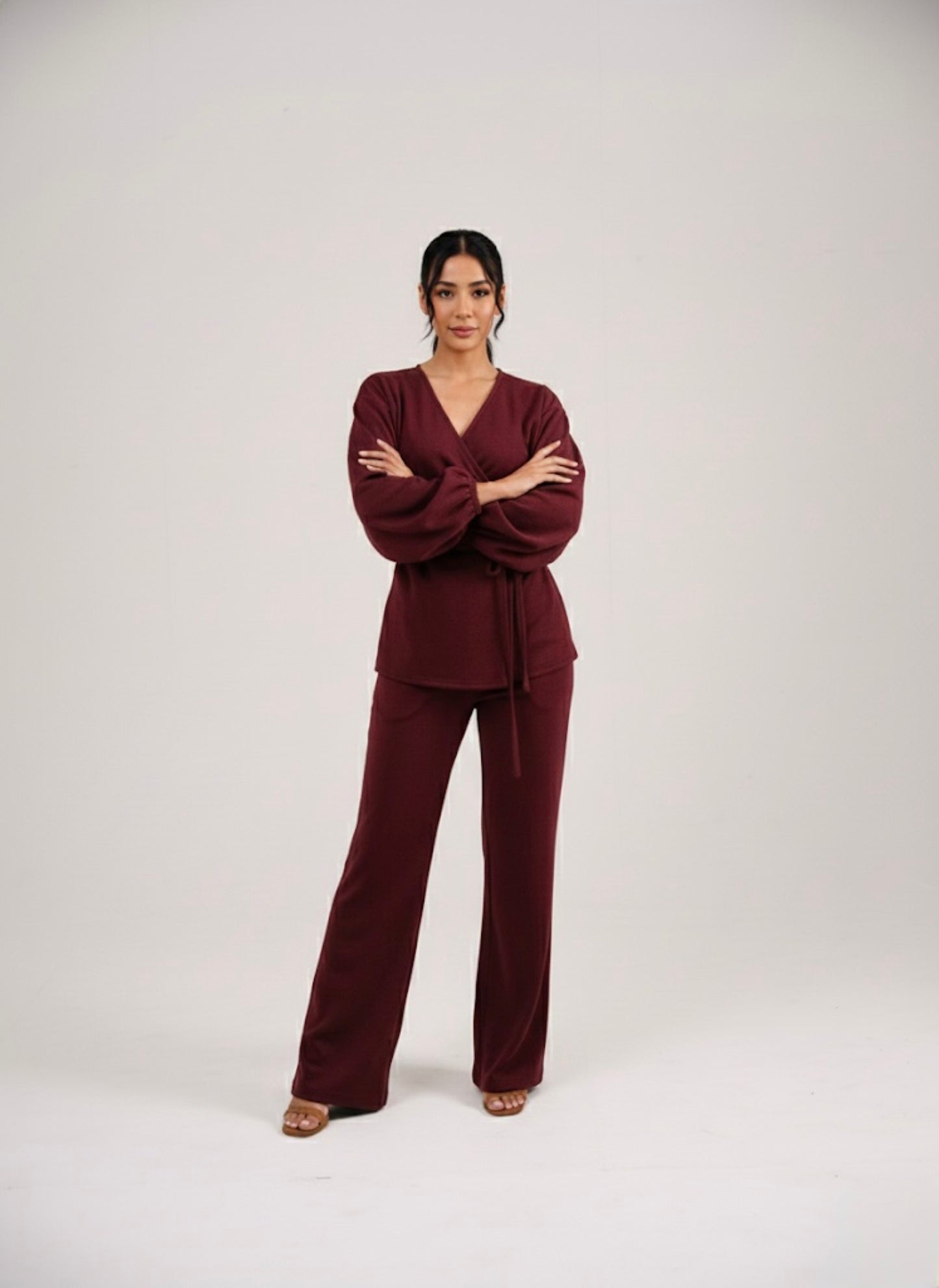 SUEDE OVERLAP COORD - BERRY