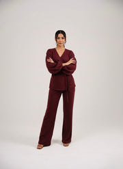 SUEDE OVERLAP COORD - BERRY