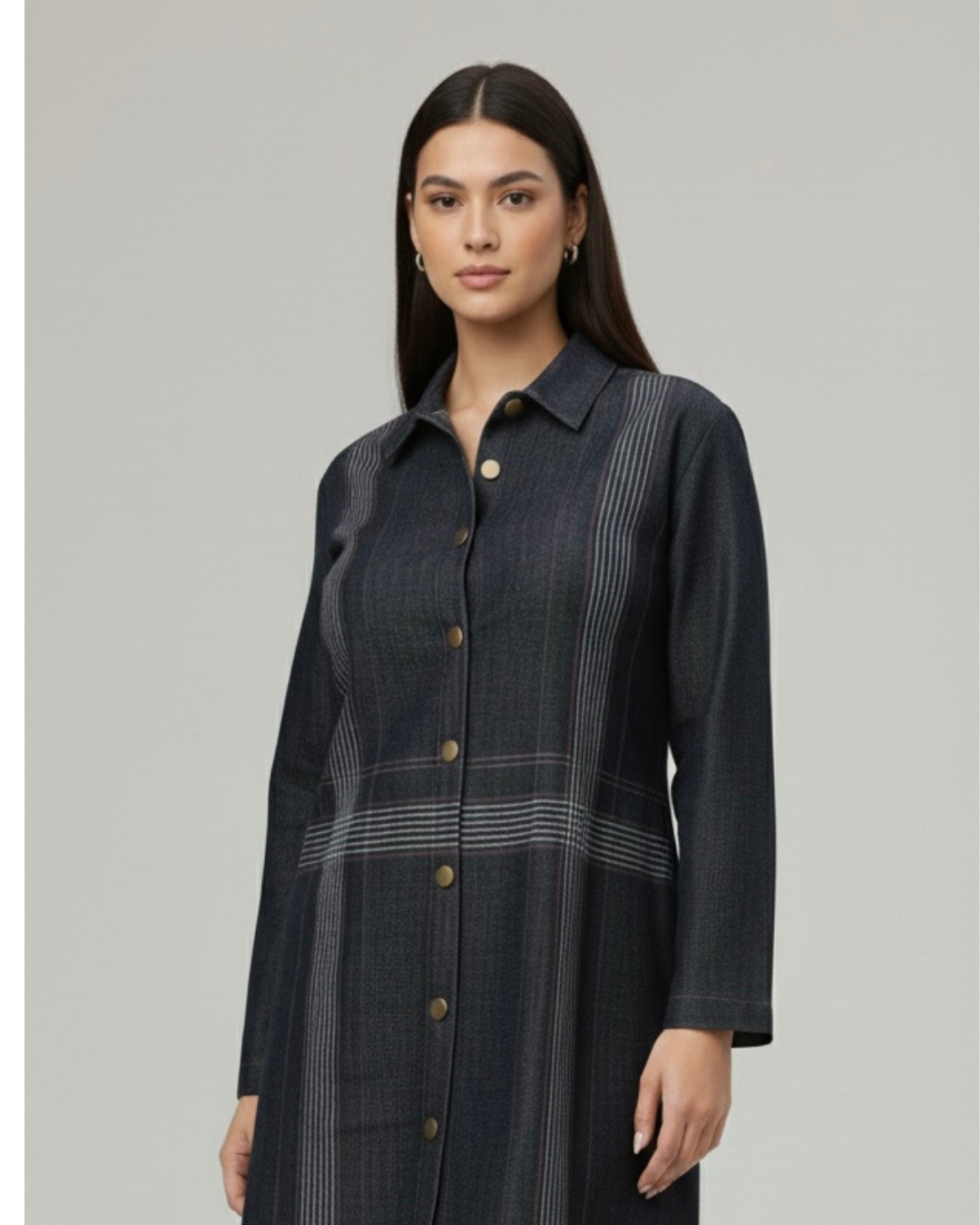 MULTI THREADWORK DENIM DRESS