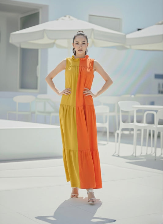 MUSTARD BLOCK DRESS