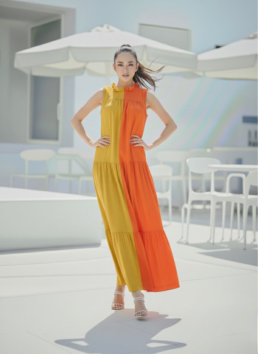 MUSTARD BLOCK DRESS