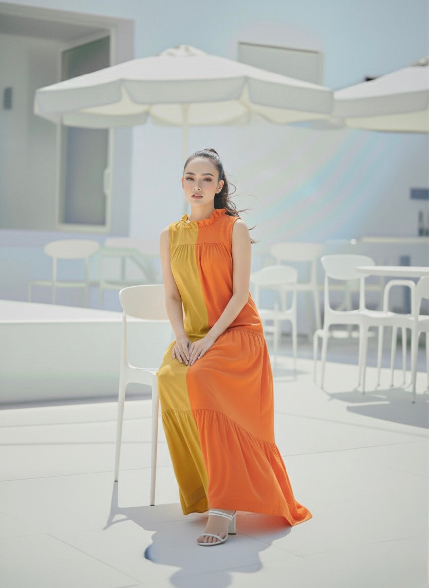 MUSTARD BLOCK DRESS
