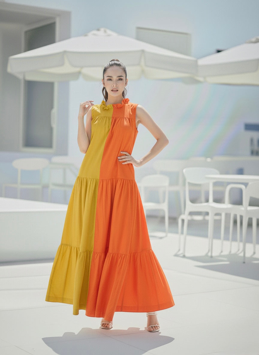 MUSTARD BLOCK DRESS