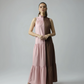 BLOCK DRESS - BABY PINK/COFFEE