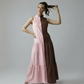 BLOCK DRESS - BABY PINK/COFFEE