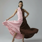 BLOCK DRESS - BABY PINK/COFFEE