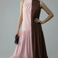BLOCK DRESS - BABY PINK/COFFEE