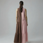 BLOCK DRESS - BABY PINK/COFFEE