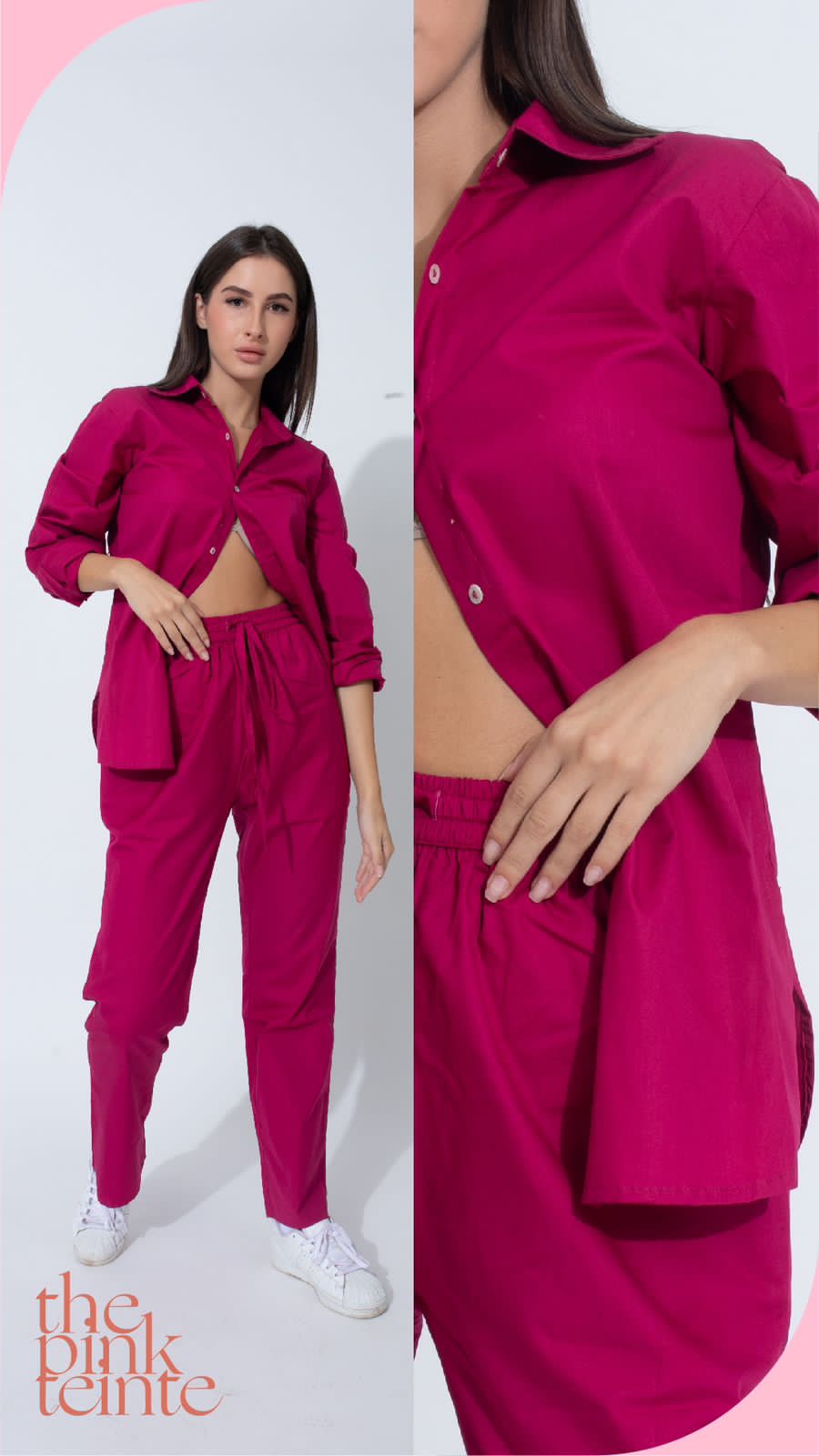 Poplin Pant Co-ord- Fuschia Pink