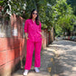 Poplin Pant Co-ord- Fuschia Pink