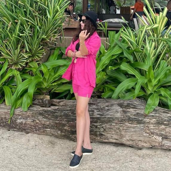Poplin Short Co-ord- Fuschia Pink