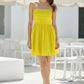 ROUCHING BUSTIER DRESS - NEON YELLOW