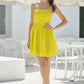 ROUCHING BUSTIER DRESS - NEON YELLOW