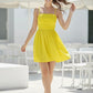 ROUCHING BUSTIER DRESS - NEON YELLOW