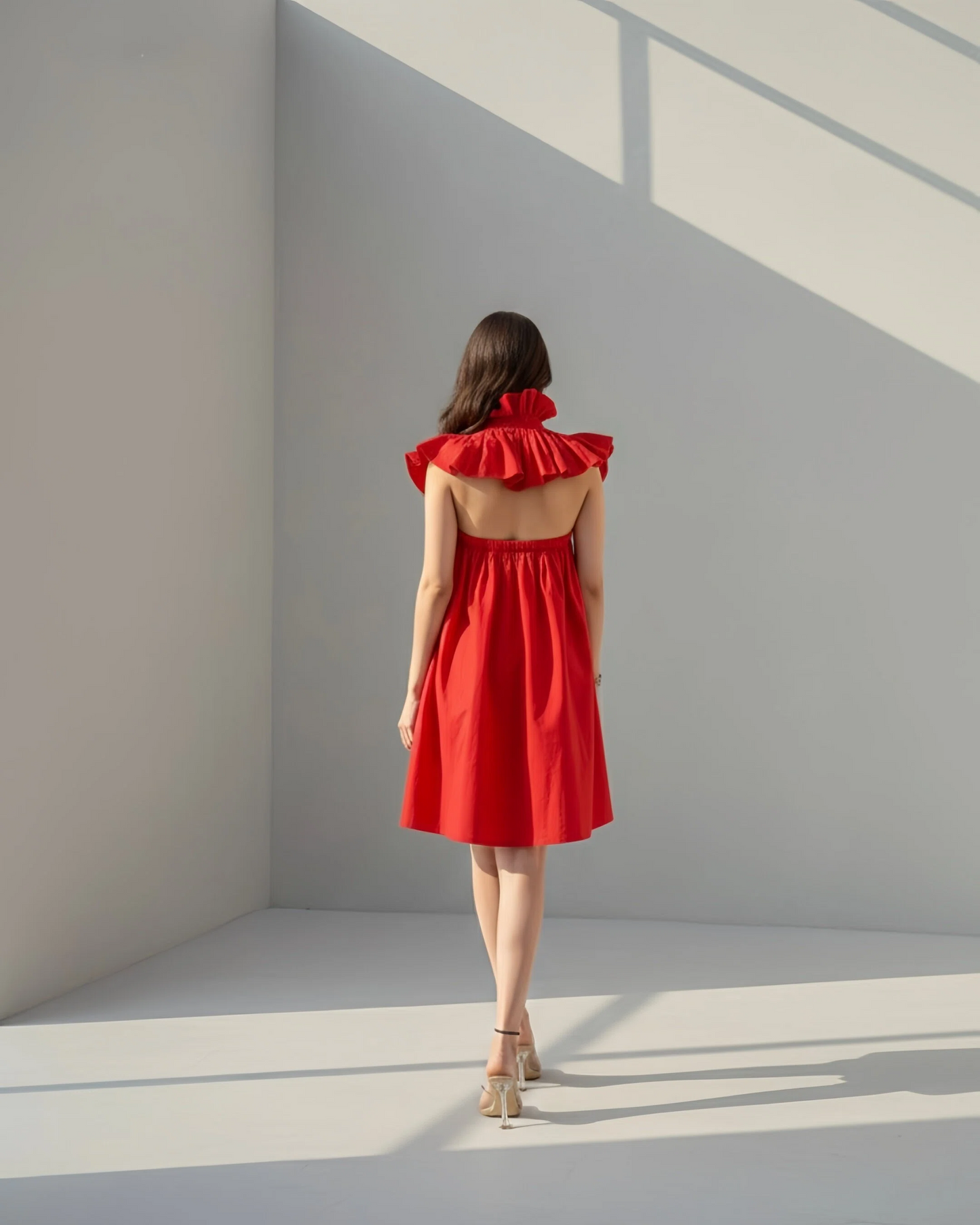 FRILLED HALTER NECK DRESS