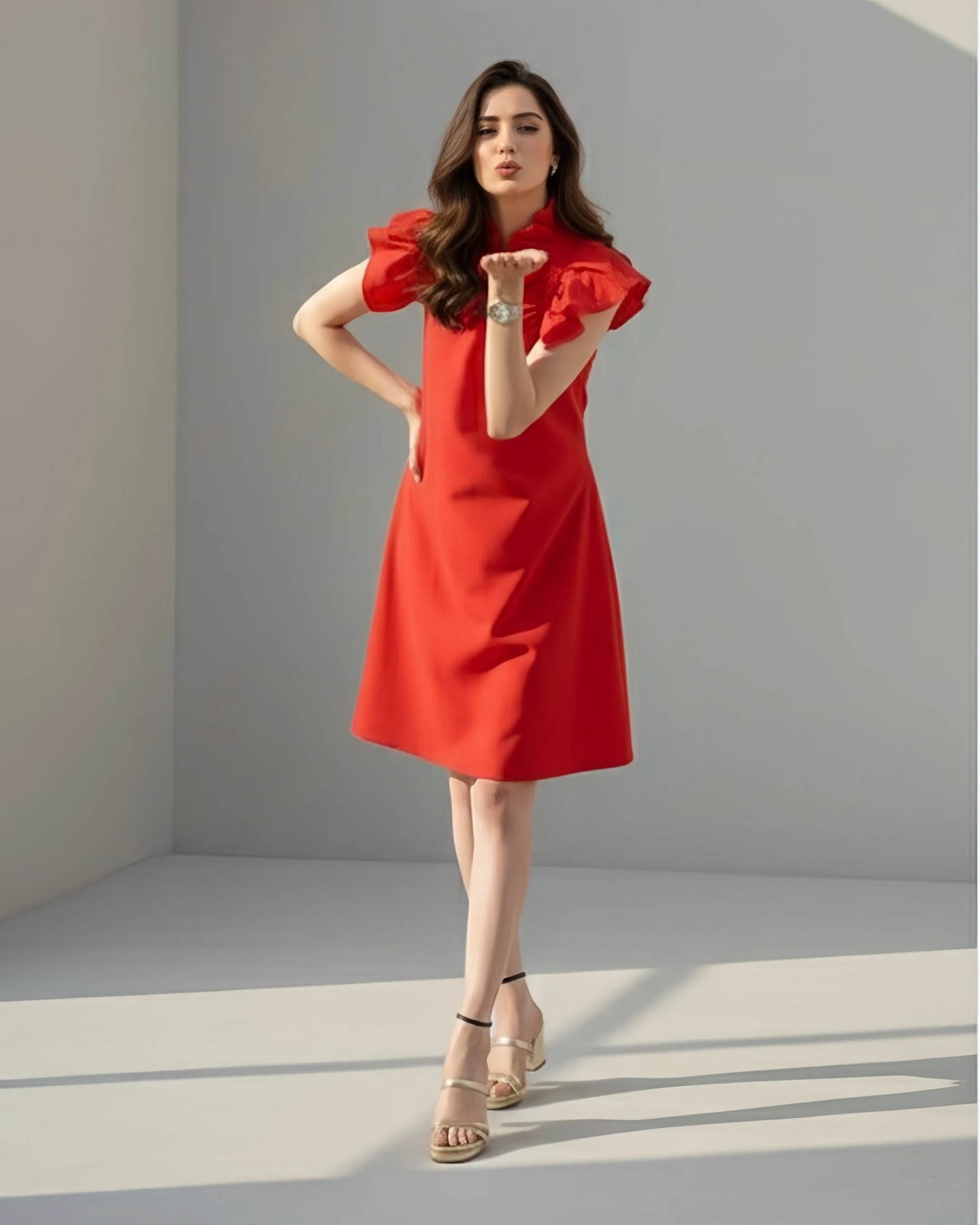 FRILLED HALTER NECK DRESS