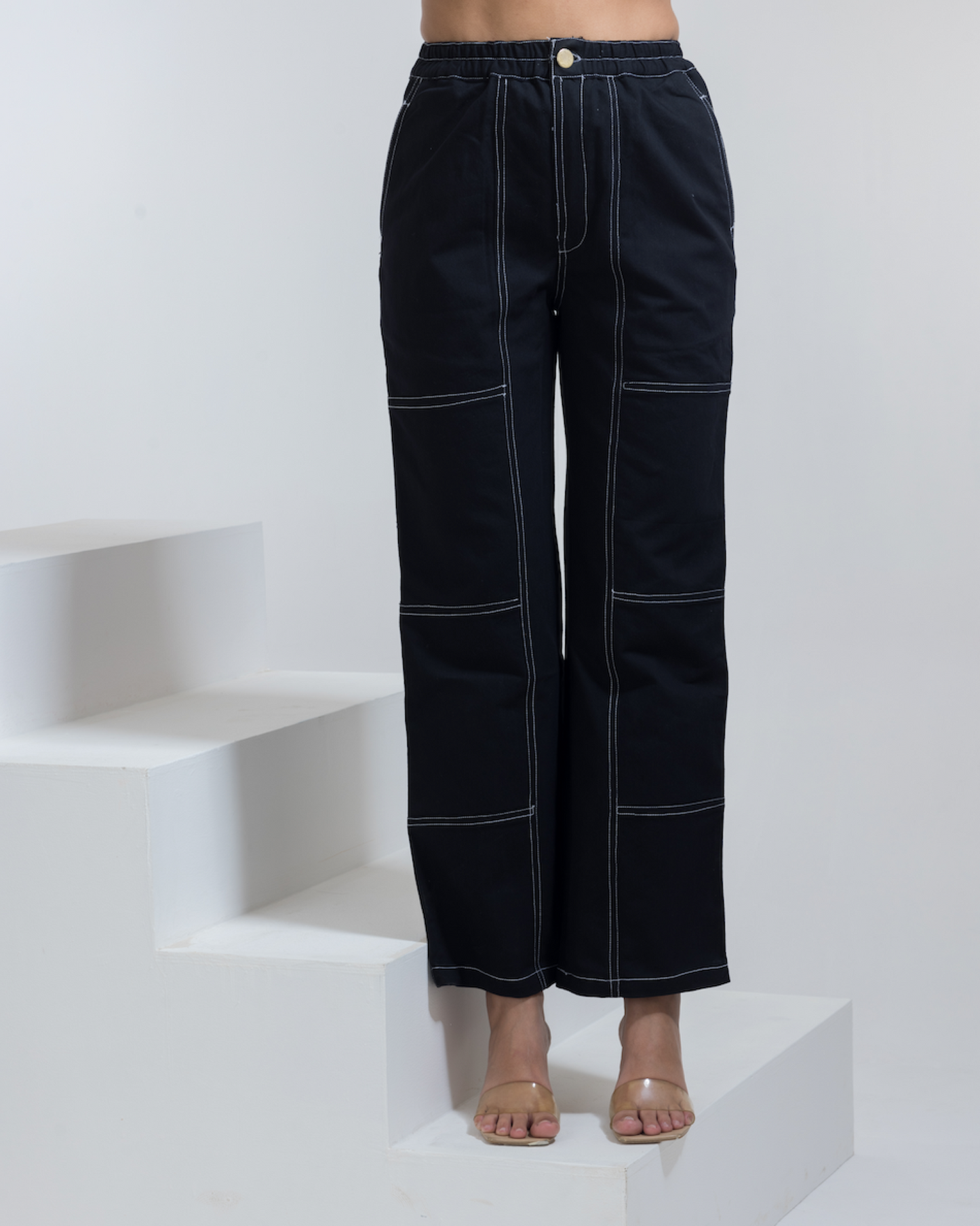 DENIM THREADWORK PANTS - BLACK