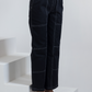 DENIM THREADWORK PANTS - BLACK