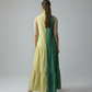 BLOCK DRESS - YELLOW/FOREST GREEN
