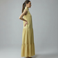 BLOCK DRESS - YELLOW/FOREST GREEN