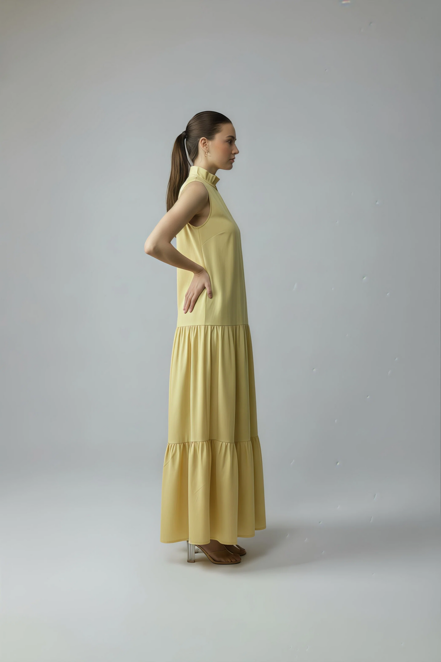 BLOCK DRESS - YELLOW/FOREST GREEN