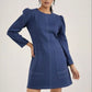 SUEDE SKATER DRESS - BLUE
