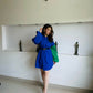 BLUE BLOCK SHIRT DRESS