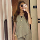 ASSYMETRICAL LINEN COORD - BEIGE