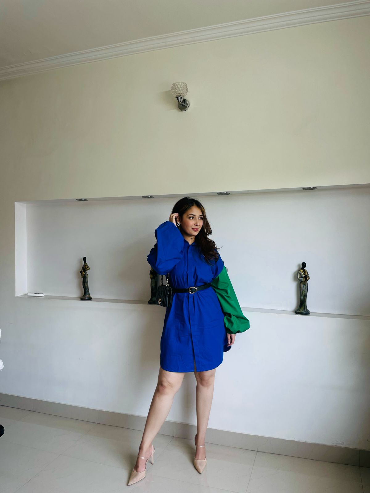 BLUE BLOCK SHIRT DRESS