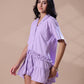 RUFFLED SHIRT DRESS - LILAC