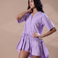 RUFFLED SHIRT DRESS - LILAC