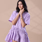 RUFFLED SHIRT DRESS - LILAC
