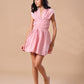 RUCHED BODICE DRESS - PINK STRIPE