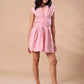 RUCHED BODICE DRESS - PINK STRIPE
