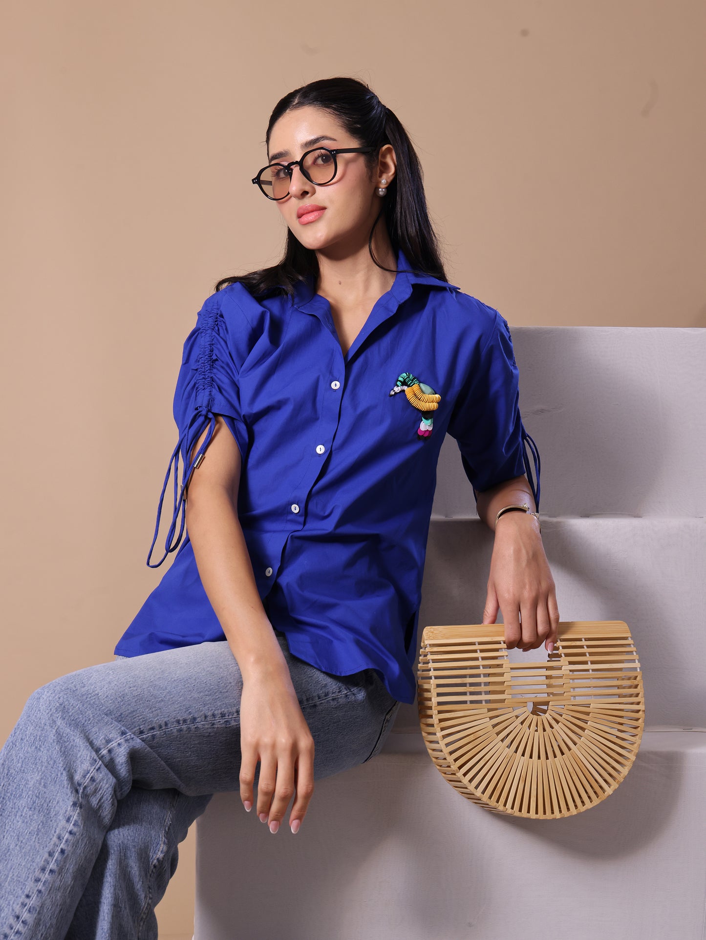 BIRD PATCH SHIRT - BLUE