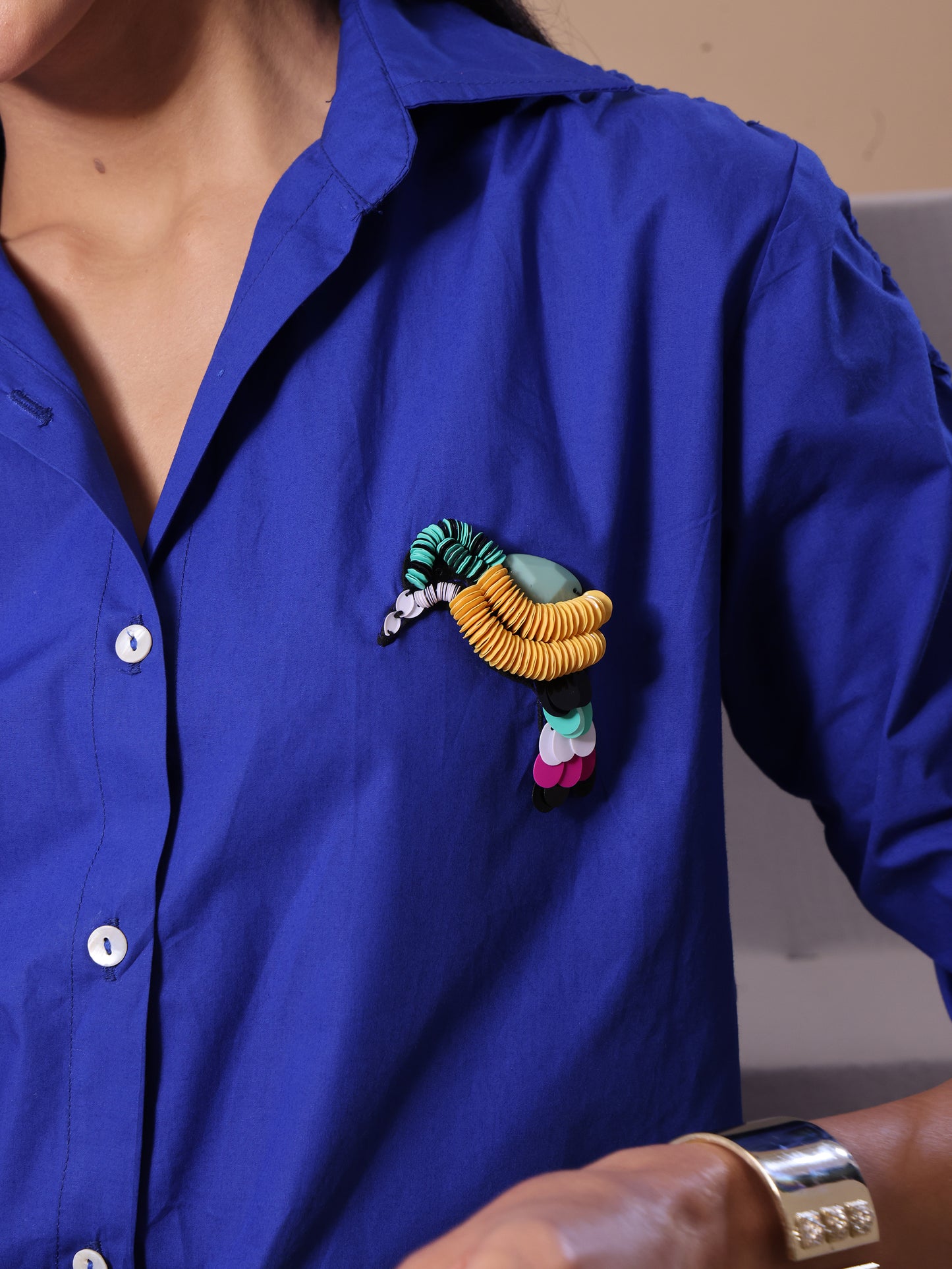 BIRD PATCH SHIRT - BLUE