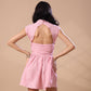 RUCHED BODICE DRESS - PINK STRIPE