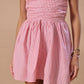 RUCHED BODICE DRESS - PINK STRIPE