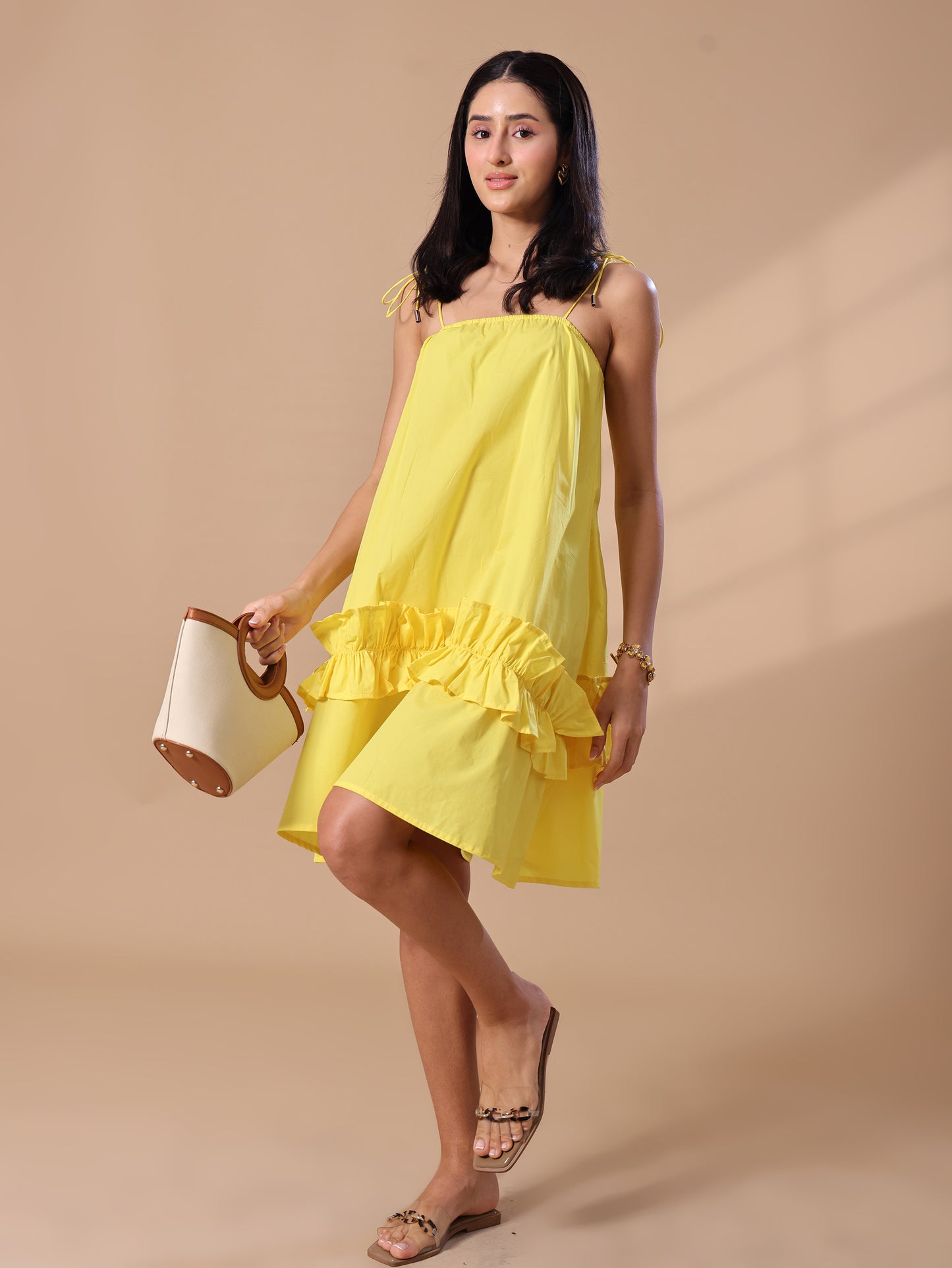 RUFFLE HEM DRESS - YELLOW