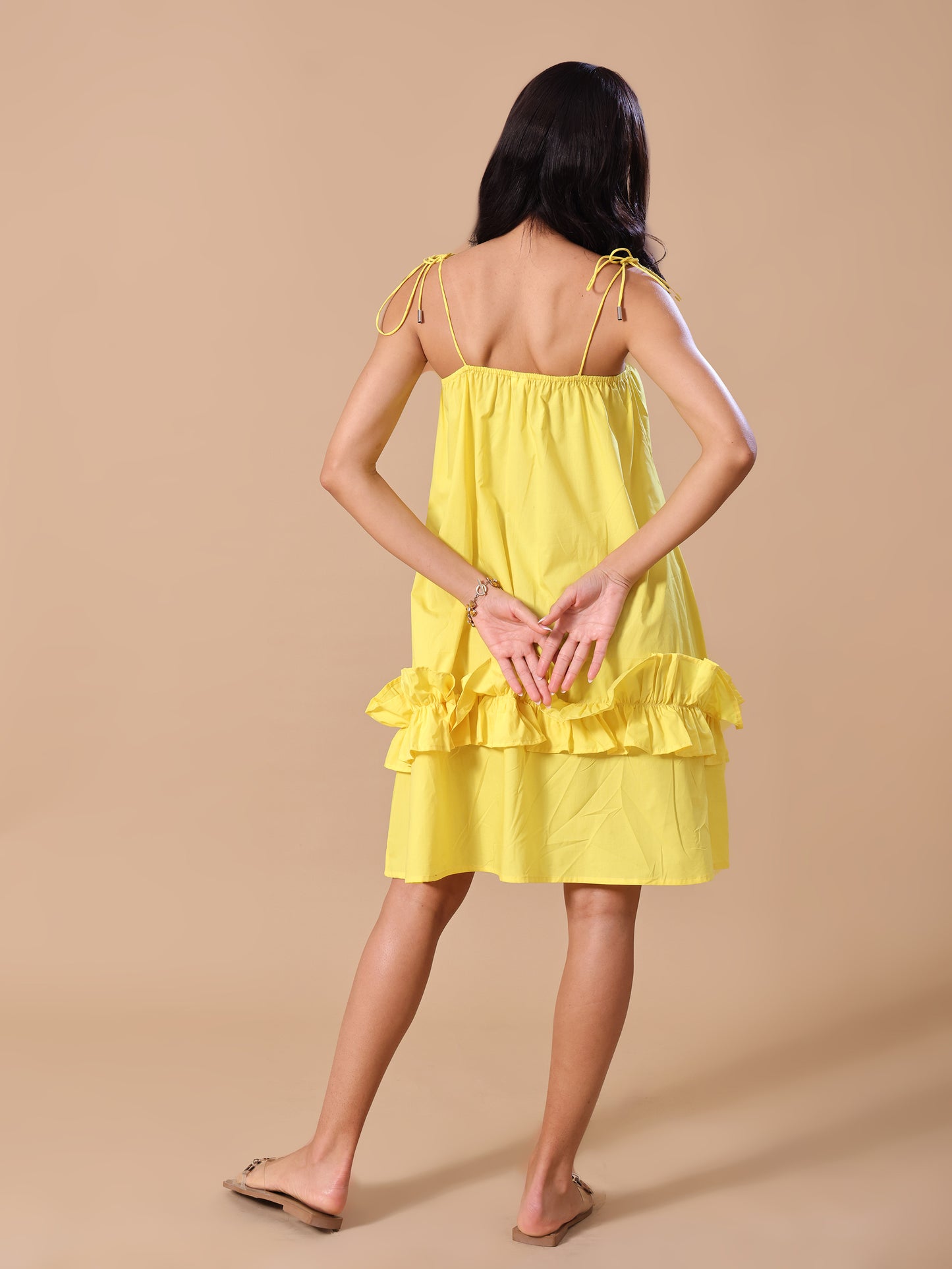 RUFFLE HEM DRESS - YELLOW