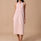 RUFFLE BACKLESS SHIRT DRESS - PEACH