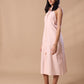 RUFFLE BACKLESS SHIRT DRESS - PEACH
